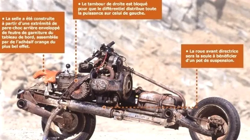 A construit o motocicletă dintr-un Citroen 2CV pentru a scăpa din deșert