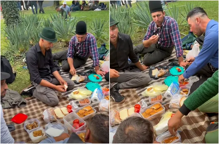 Ciobanii au întins masa în Piața Victoriei, chiar lângă locul ciocnirilor cu jandarmii. 