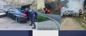 O altfel de MISIUNE: Daniela, Dumitru și Laurențiu, trei polițiști de frontieră au intervenit pentru stingerea unui incendiu izbucnit la o mașină
