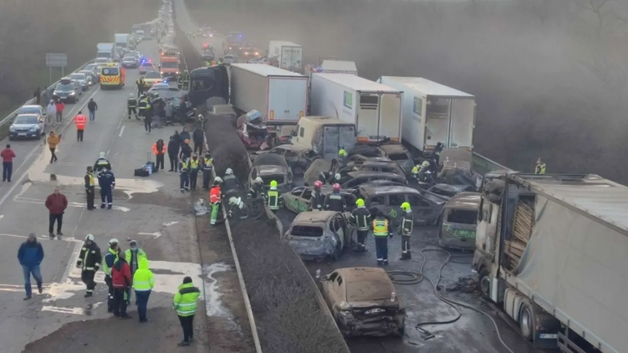 În total, cinci români au fost IMPLICAȚI în accidentul de pe autostrada M1 din Ungaria. Precizările MAE