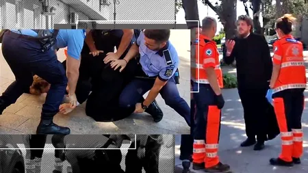 VIDEO | Un călugăr din Constanța a fost încătușat de polițiști în urma unei căderi nervoase. Bărbatul a provocat un scandal la Catedrala Arhiepiscopală a Tomisului