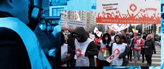 EXCLUSIV VIDEO | Angajați din sistemul sanitar au protestat în fața mai multor spitale din București. Vicepreședintele Federației Sanitas: „Am putea ajunge la grevă generală”