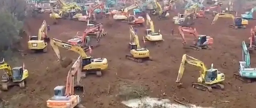 Cum construiesc chinezii un spital în doar câteva zile: Zeci de buldozere și excavatoare mobilizate - VIDEO