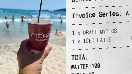 Cât a plătit un turist român pentru o bere și o cafea, pe o plajă din Thasos. Când a văzut nota, a scos telefonul și a făcut poză