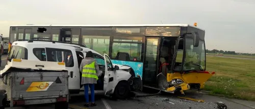Accident între un autobuz și un microbuz pe platforma Aeroportului Henri Coandă, soldat cu patru răniți