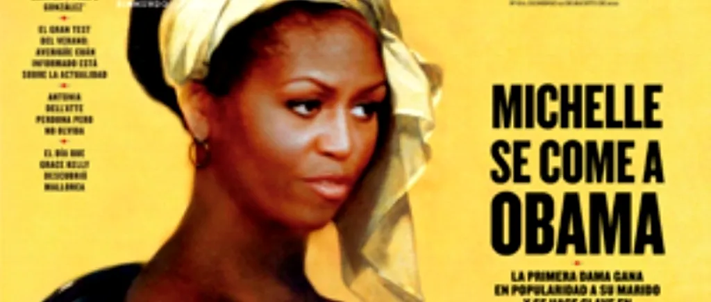 Chipul lui Michelle Obama atașat corpului unei sclave goale, pe coperta unei reviste spaniole