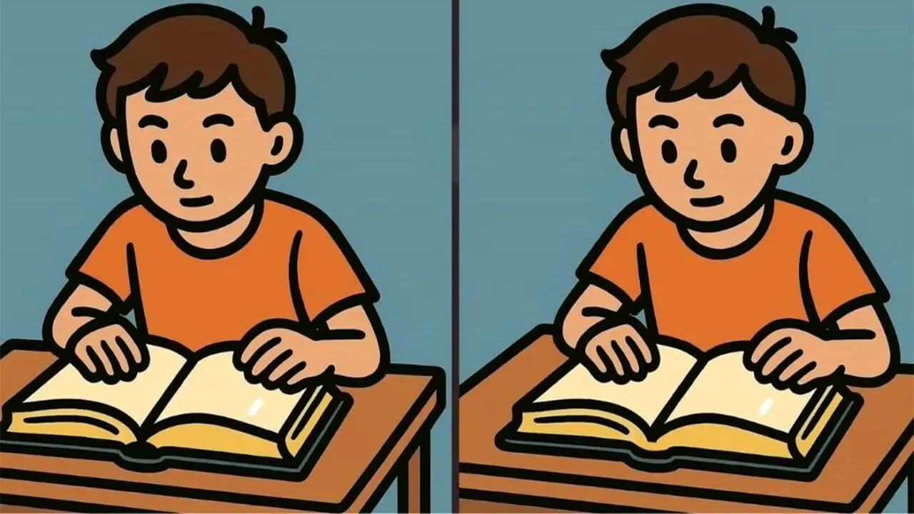 TEST de logică | Găsiți toate cele 3 diferențe dintre acești doi elevi, în maximum 49 de secunde!