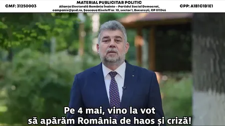 Marcel Ciolacu: Pe 4 mai, vino la VOT să apărăm România de haos și criză!