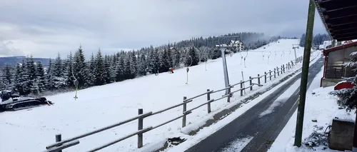 FOTO-VIDEO. A nins abundent în ultimele ore în stațiunea Rânca, din județul Gorj. Se poate schia, deși mai sunt două săptămâni până începe vara