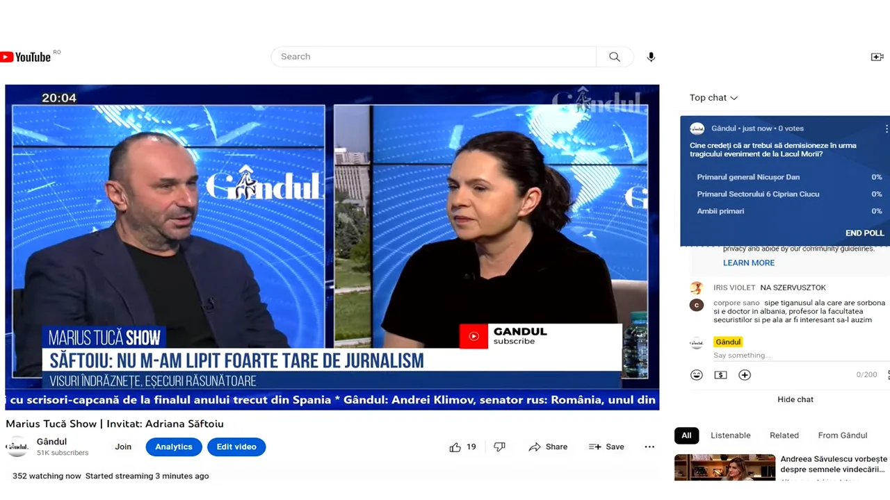 Poll Marius Tucă Show: „Cine credeți că ar trebui să demisioneze în urma tragicului eveniment de la Lacul Morii?”