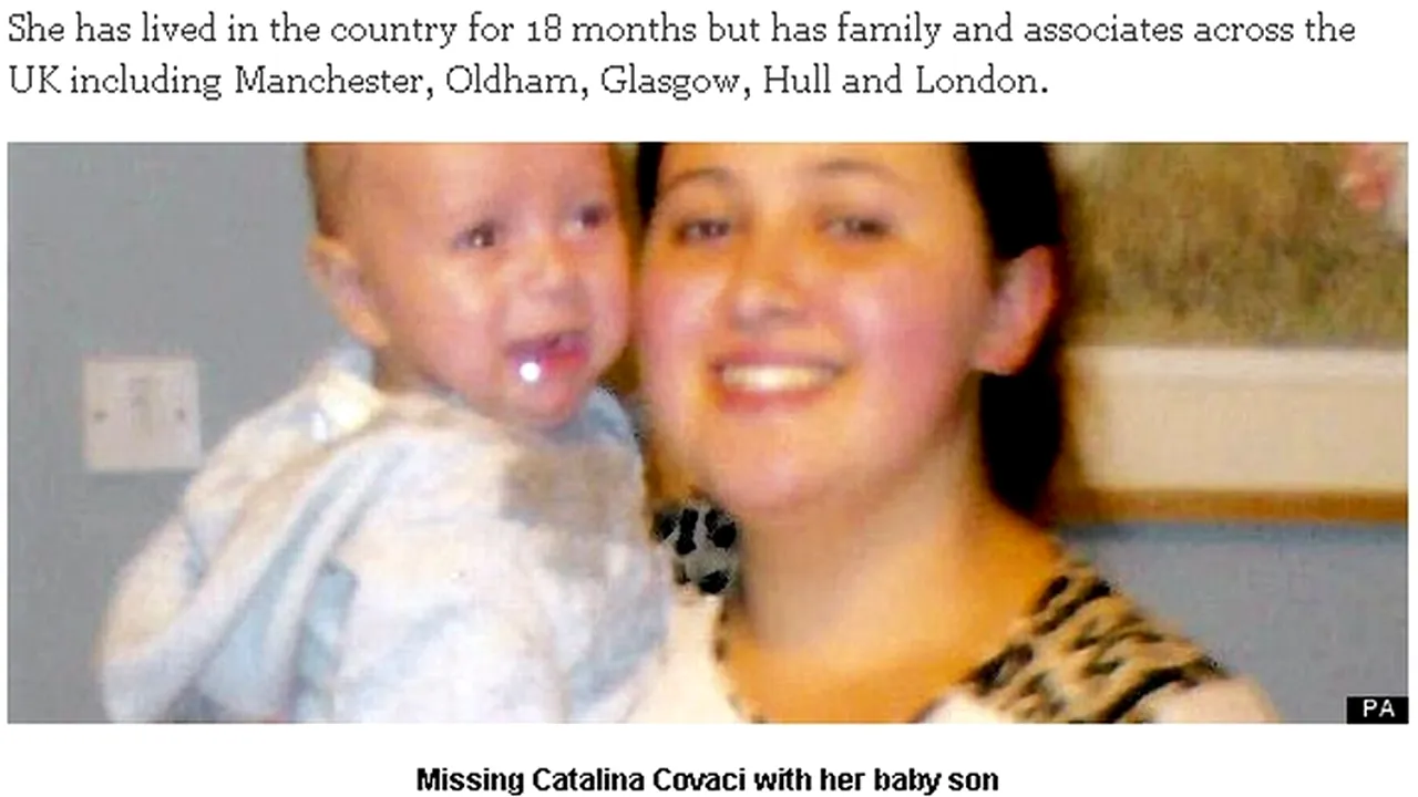 O adolescentă româncă și bebelușul acesteia sunt dispăruți de cinci zile în Marea Britanie
