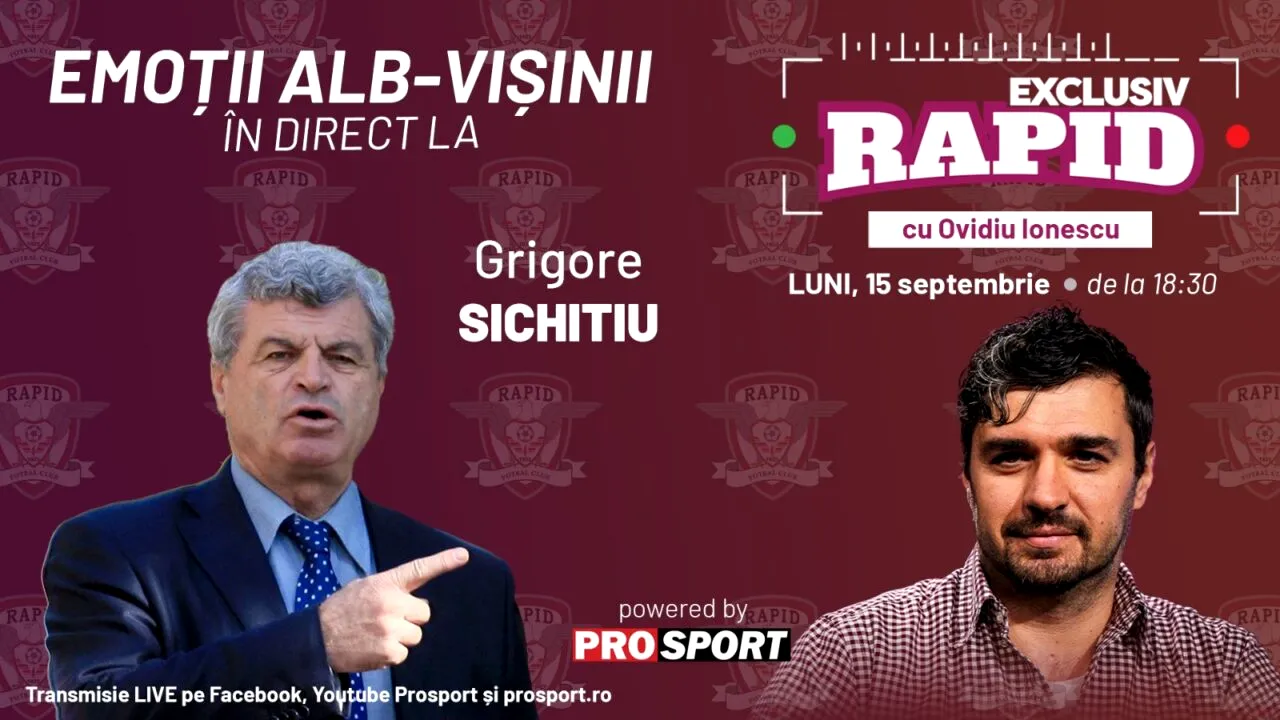 Rapid luptă pentru titlu, iar noi vă așteptăm la „EXCLUSIV RAPID” în direct pe YouTube - ProSport, de la ora 18:30, alături de Grigore Sichitiu!