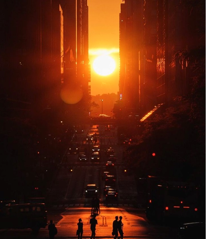 „Manhattanhenge”. Fenomen unic în New York / Sursa foto: Instagram