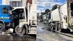 Accident grav în Tunari. Un TIR a intrat într-o mașină de gunoi. Șoferul a fost rănit grav