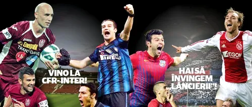 ProSport te trimite la Steaua - Ajax și CFR - Inter. Câștigă bilete la singurele meciuri care contează în această primăvară