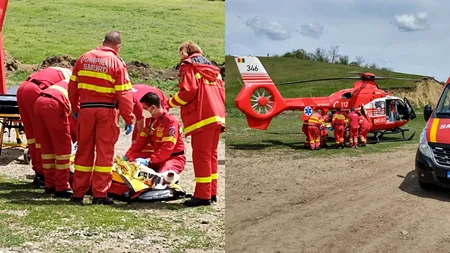 O femeie din Vaslui cu arsuri pe 60% din corp după ce i-a luat casa foc, dusă la Iași cu elicopterul SMURD - FOTO/VIDEO