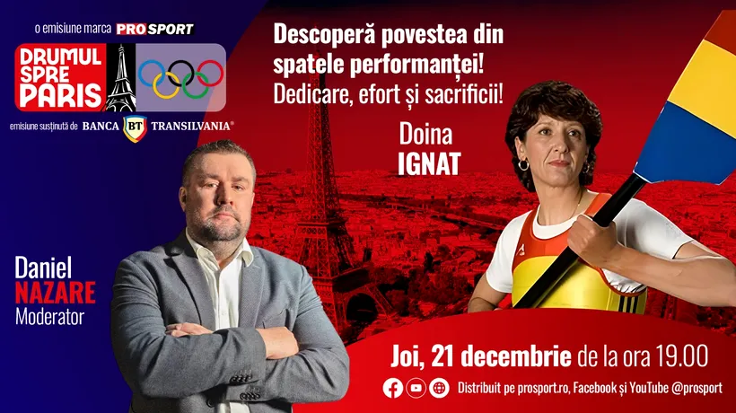 Fosta mare canotoare Doina Ignat, invitata emisiunii „Drumul spre Paris” de joi, 21 decembrie, de la ora 19:00