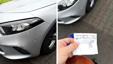 Ioana din București și-a găsit mașina lovită în parcarea Auchan Militari. Ce bilețel a găsit pe parbriz