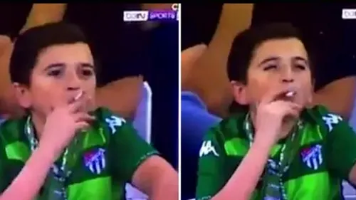 Câți ani are, de fapt, „copilul de 11-12 ani filmat în timp ce trăgea cu sete dintr-o țigară la un meci de fotbal - FOTO