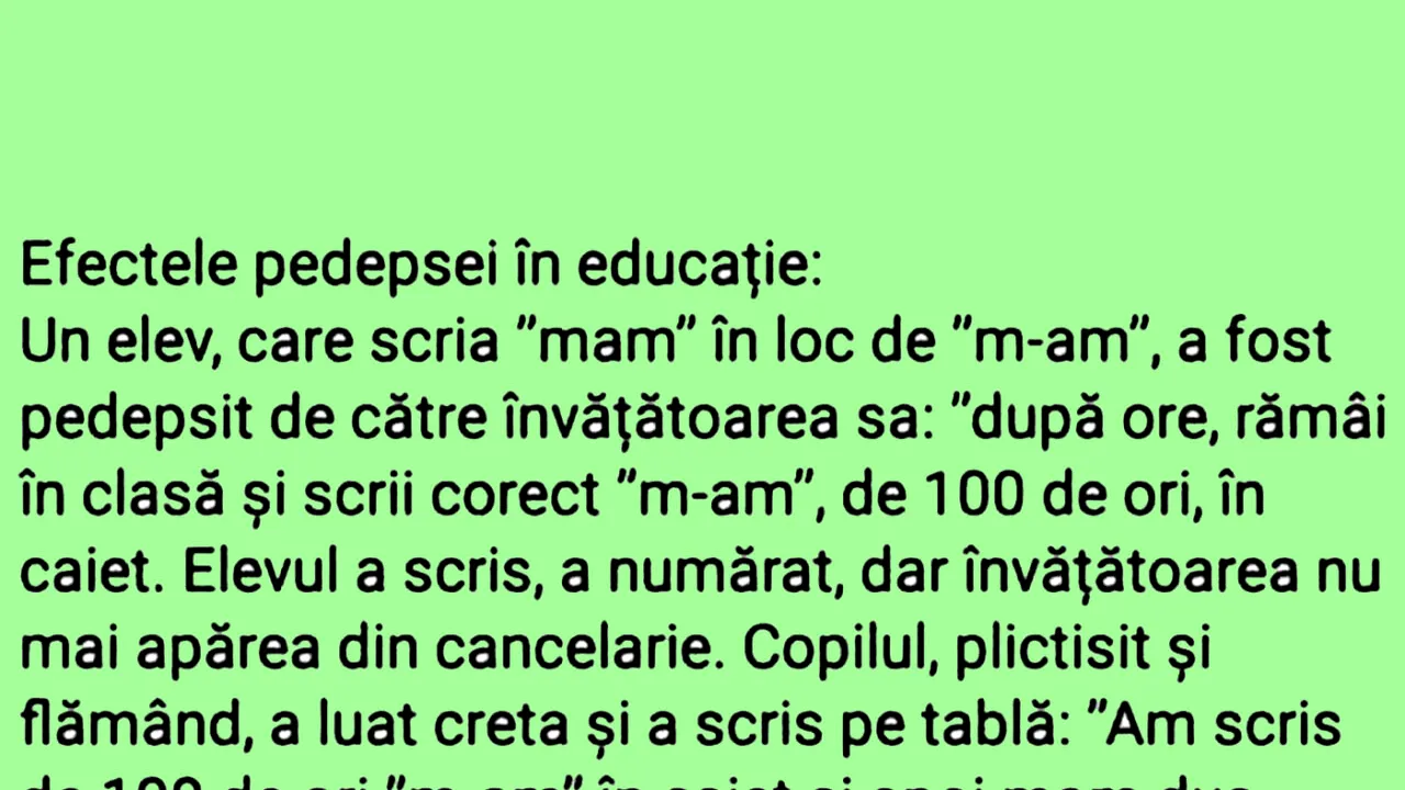 BANCUL ZILEI | Efectele pedepsei în educație