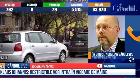 GÂNDUL LIVE. Aurelian Bădulescu, viceprimarul Capitalei: „Acum nu mai este problema că omul nu stă în casă, ci lipsa de protecție a angajaților din stradă și spitale!”