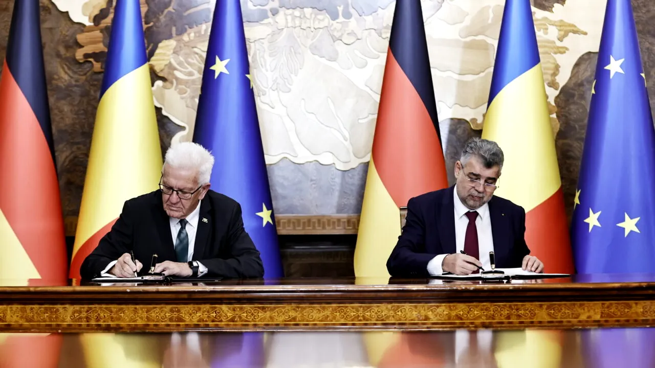 Marcel Ciolacu l-a PRIMIT la Guvern pe premierul landului Baden-Württemberg. Au fost semnate acorduri/ Ciolacu: ,,Este o evoluție care ne motivează