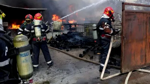 Incendiu violent la un depozit de deșeuri din Prahova. Flăcările au cuprins mai mulți paleți
