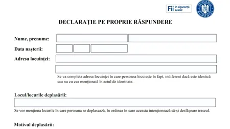 DEPLASARE. Care este răspunsul Poliției Române cu privire la modificarea datei din declarația pe proprie răspundere