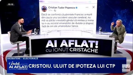 Ion Cristoiu: „Gloria altora îl ÎMBOLNĂVEȘTE pe Cristian Tudor Popescu”
