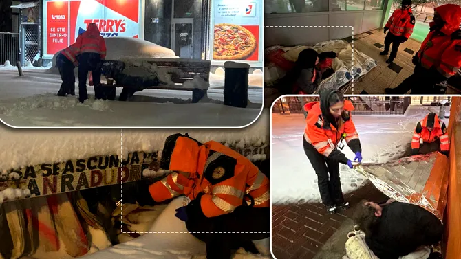 Noaptea dintre viață și moarte pentru oamenii străzii din Capitală. Cum au fost salvați de sub nămeți: „Am găsit oameni îngropați la propriu”