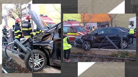 Circulația tramvaielor 41 a fost blocată două ore în urma unui accident. Un șofer a ajuns cu mașina pe linie