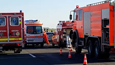 Trafic blocat complet pe A1 după un accident cu un autoturism și un camion