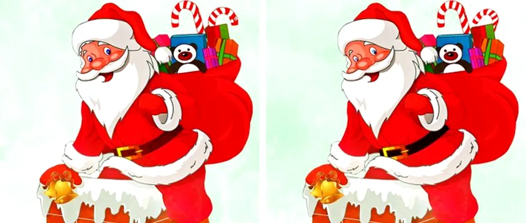 TEST de perspicacitate de Crăciun | Câte diferențe sunt între acești doi Moși Crăciun?