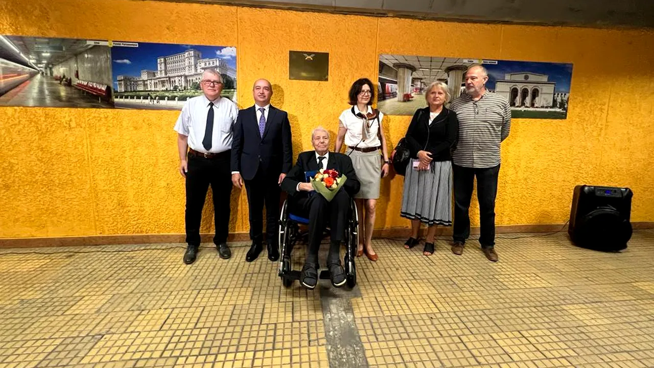 Plachetă dedicată lui Octavian Udriște, dezvelită la stația de metrou Timpuri Noi