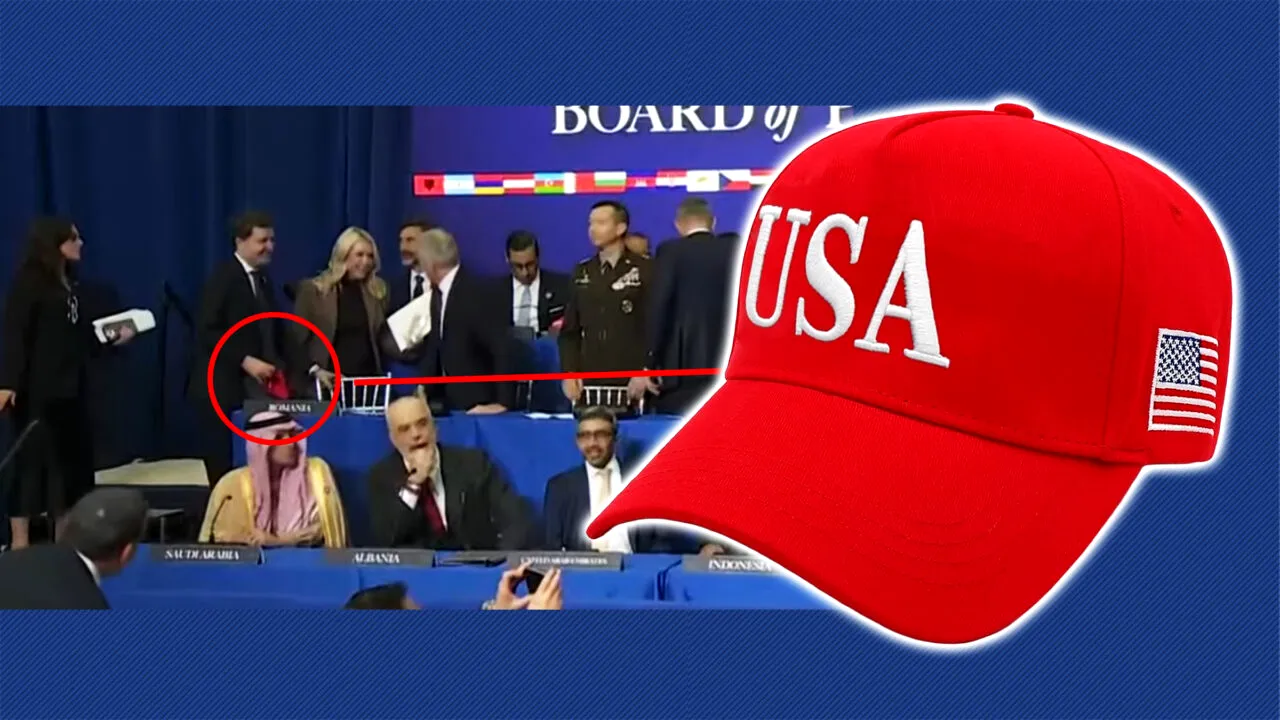 Președintele Nicușor Dan s-a văzut cu președintele Donald Trump înainte de începerea Consiliului Păcii. Nicușor Dan a primit o șapcă roșie. Cu câteva minute înainte de începerea ședinței, a apărut cu ea în tribună