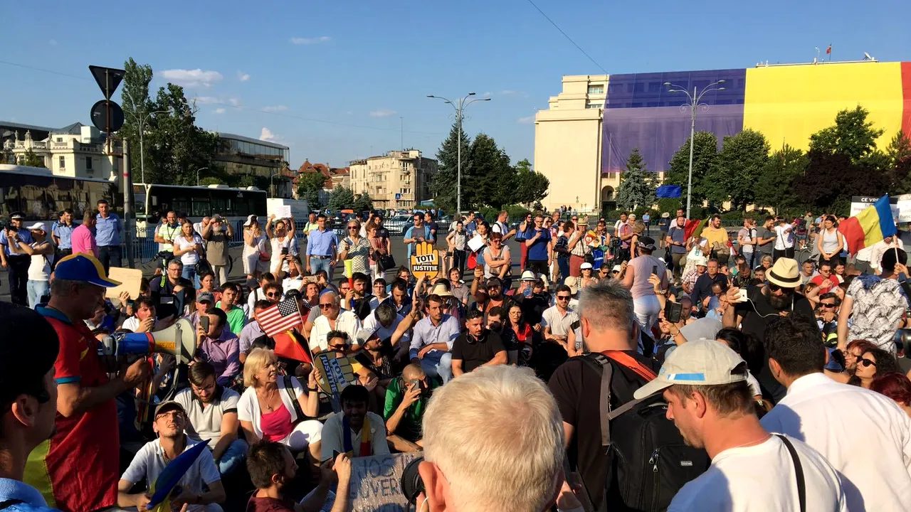 Îmbrânceli în Piața Victoriei. Mihai Dide a fost ridicat de jandarmi. Trafic blocat