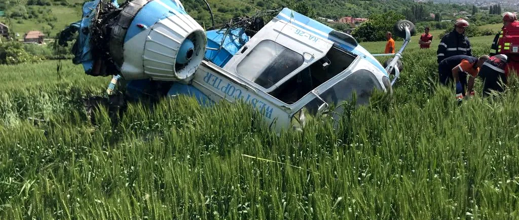 Un elicopter s-a prăbușit pe un deal de lângă Turda FOTO