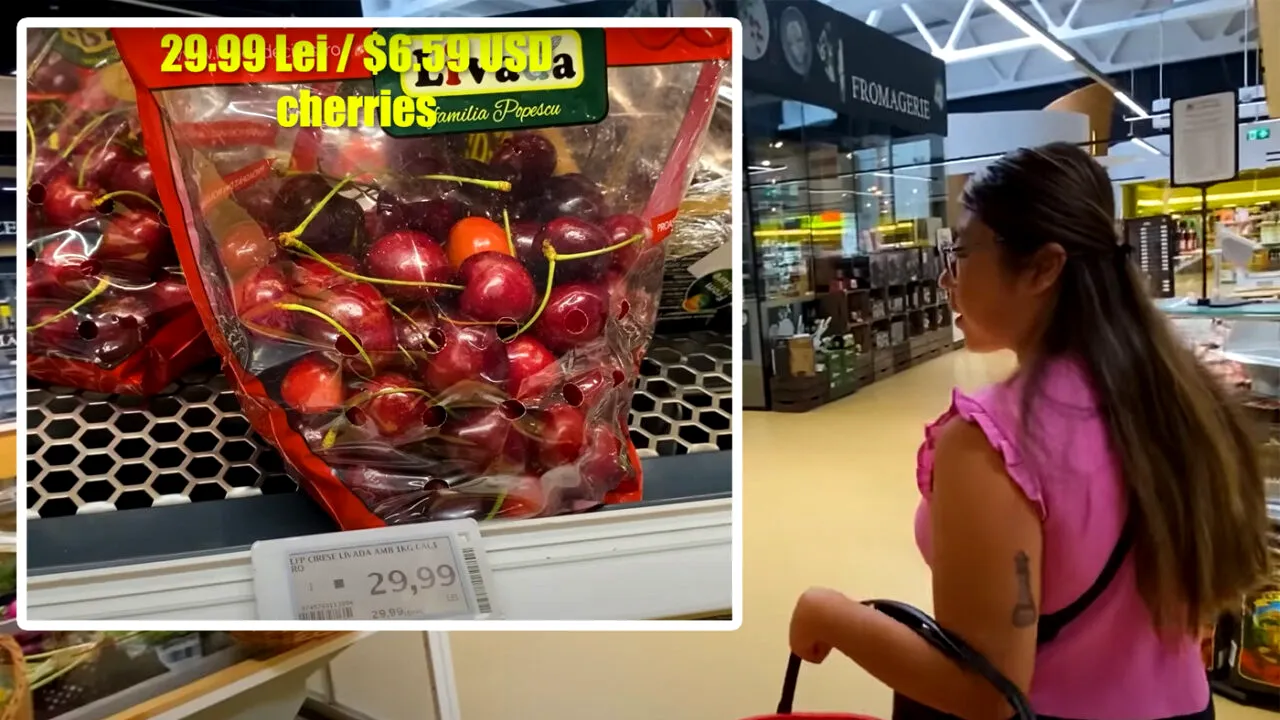 Cum a reacționat această tânără din Canada, după ce a văzut cireșe cu 29,99 lei/kg într-un Mega Image din Timișoara