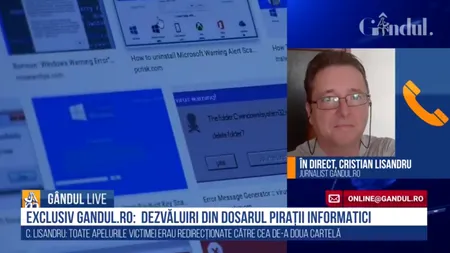 GÂNDUL LIVE. Dezvăluiri din dosarul „Pirații Informatici”. Cristian Lisandru, GÂNDUL.RO: „Acest serial reprezintă un semnal de alarmă! Au fost cel puțin 50 de victime ale escrocheriilor”