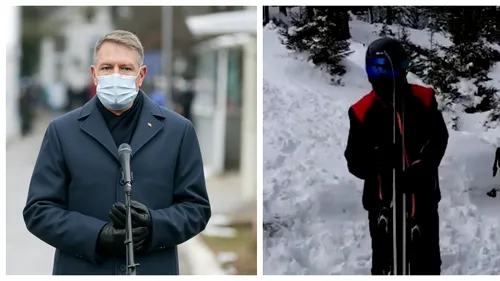 VIDEO. Klaus Iohannis, surprins la schi pe pârtia de la Păltiniş, la o zi după tragedia de la Institutul „Matei Balş”