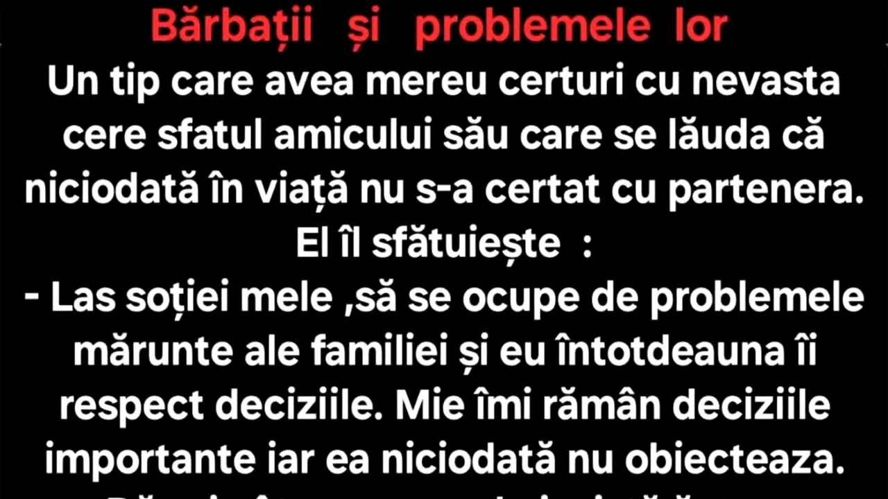 BANCUL ZILEI | Bărbații și problemele lor