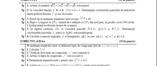 SIMULARE BAC 2014. Subiecte SIMULARE BAC 2014 MATEMATICĂ - profil PEDAGOGIC. Clasa a XII-a
