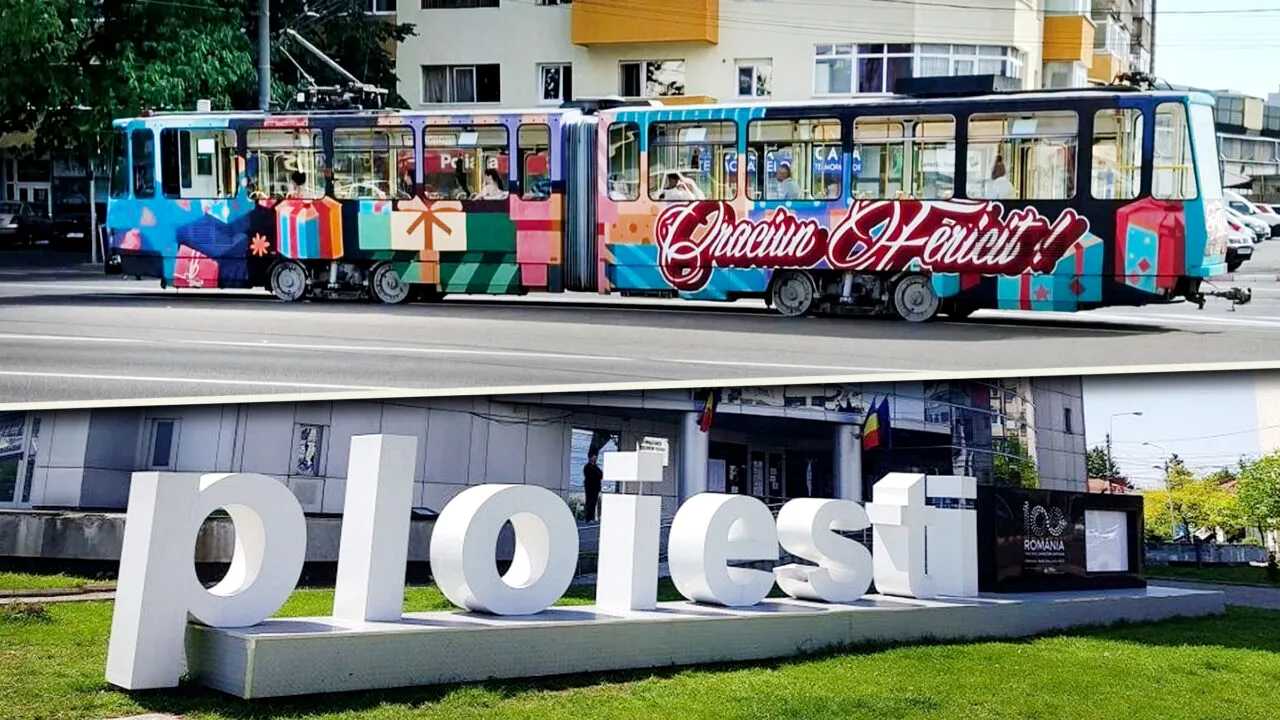 Crăciunul a venit în august la Ploiești. Tramvaiul care circulă prin oraș și le urează oamenilor „Crăciun fericit”. Ce explicație are directorul de la Transport Călători Express