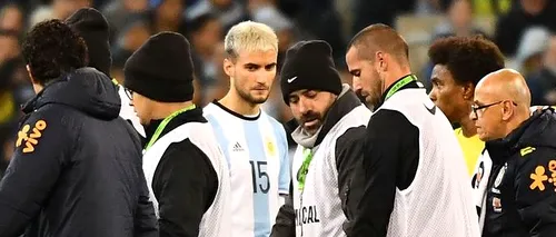 Accidentare gravă în partida Brazilia - Argentina. Un fotbalist a primit o lovitură în ochi 
