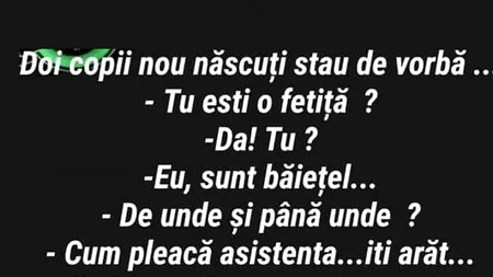 BANCUL ZILEI | Discuție între doi copii nou-născuți