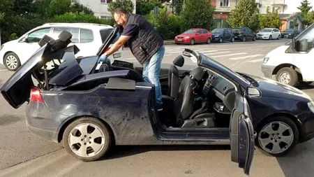 ACCIDENT BIZAR. Tânără în comă, după ce și-a prins capul în trapa mașinii decapotabile