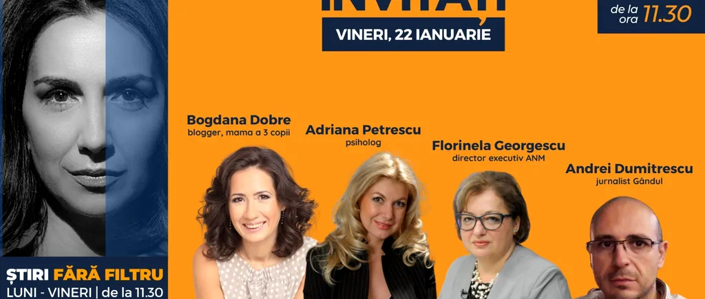 GÂNDUL LIVE. Psihologul Adriana Petrescu se află printre invitații Emmei Zeicescu la ediția de vineri, 22 ianuarie 2021, de la ora 11.30