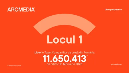 Locul 1.  ARCMEDIA, liderul în presa online din România cu peste 11 milioane de cititori în luna februarie