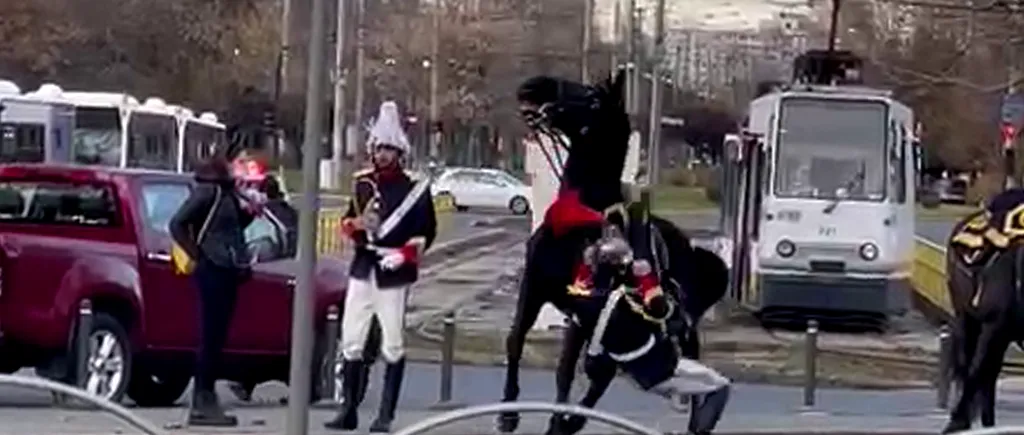 EXCLUSIV | Răsturnare de situație în cazul jandarmului căzut beat de pe cal la parada de 1 Decembrie. Cum s-a finalizat ancheta incidentului penibil