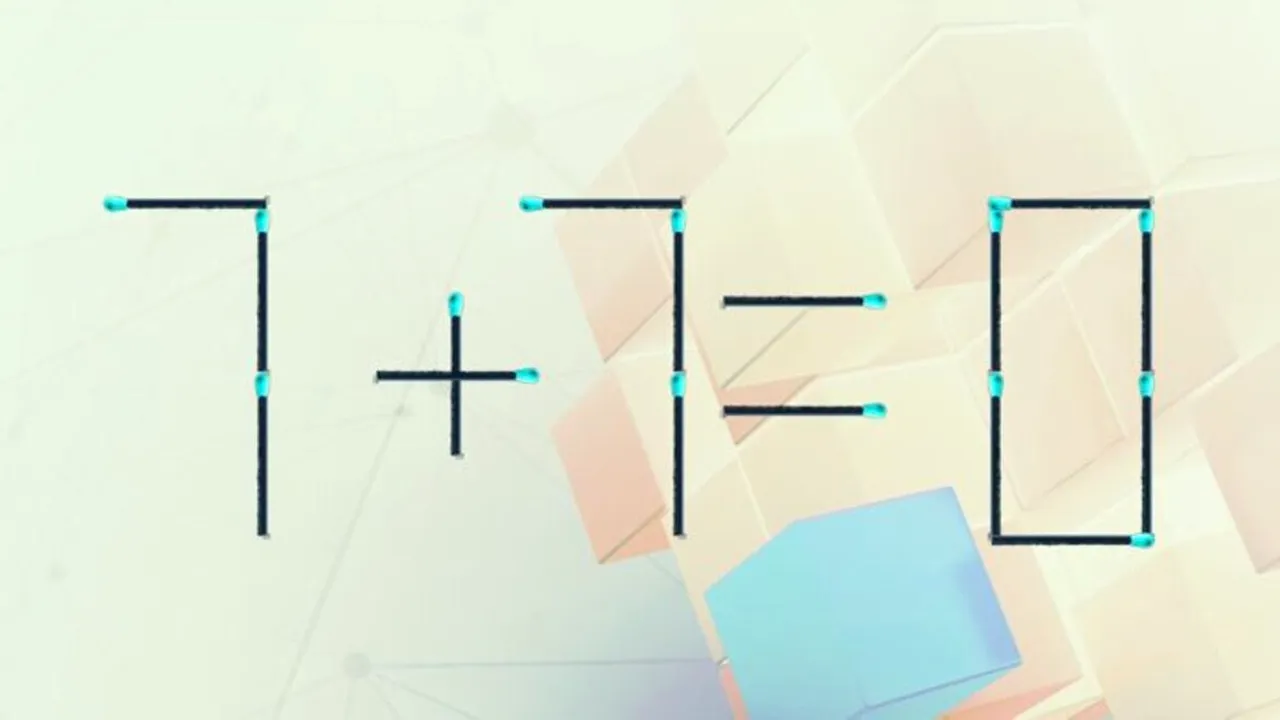 TEST IQ | Mută un singur chibrit pentru a corecta operația 7+7 = 0